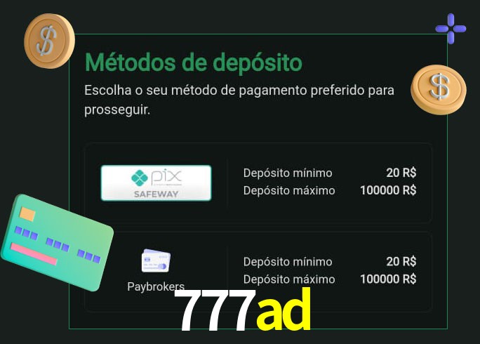 O cassino 777ad oferece uma grande variedade de métodos de pagamento